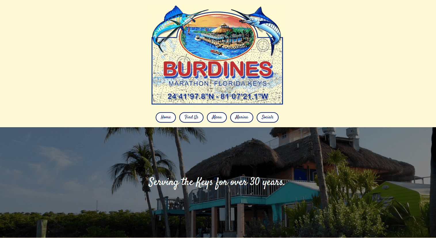 Burdines Waterfront website homepage